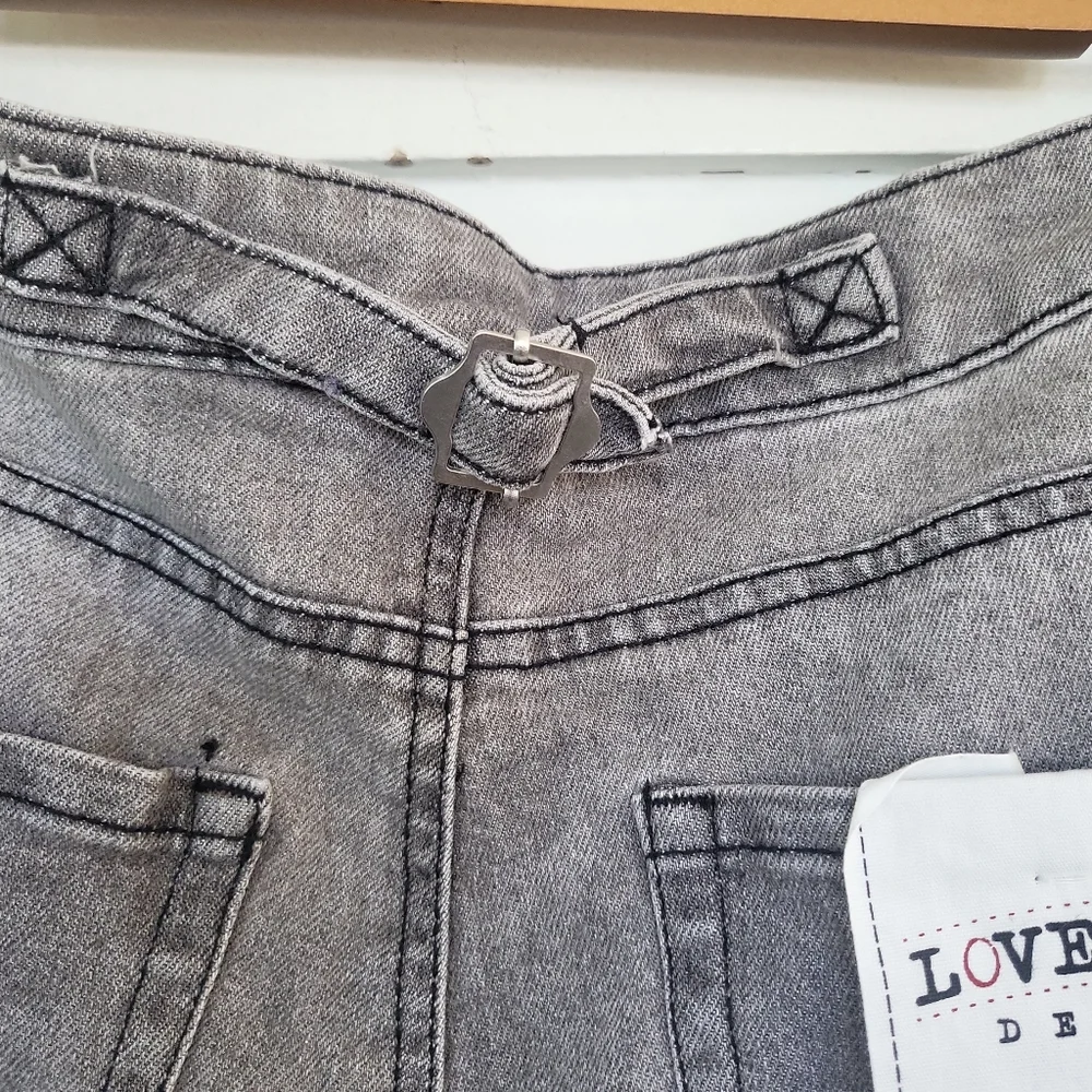 NWT Love Cult Gray High Rise Wide Leg Jeans Sz 15 Juniors / 34" Waist - Picture 5 of 8